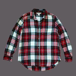 Womens Old Navy Soft Plaid Red Cotton Flannel Button Up Shirt S